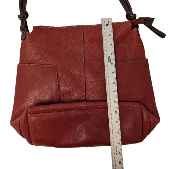 SUNDANCE Red Leather Slouch Bag Large Shoulder Purse Pockets Slouch - Picture 5 of 8